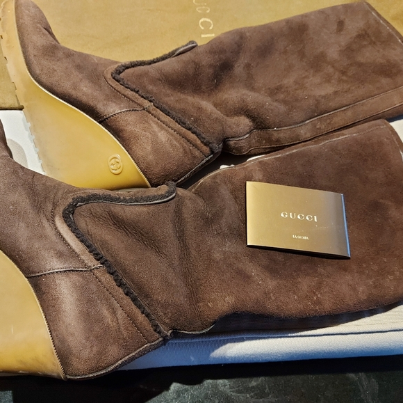Gucci wedge high heel suede boots - Picture 2 of 6